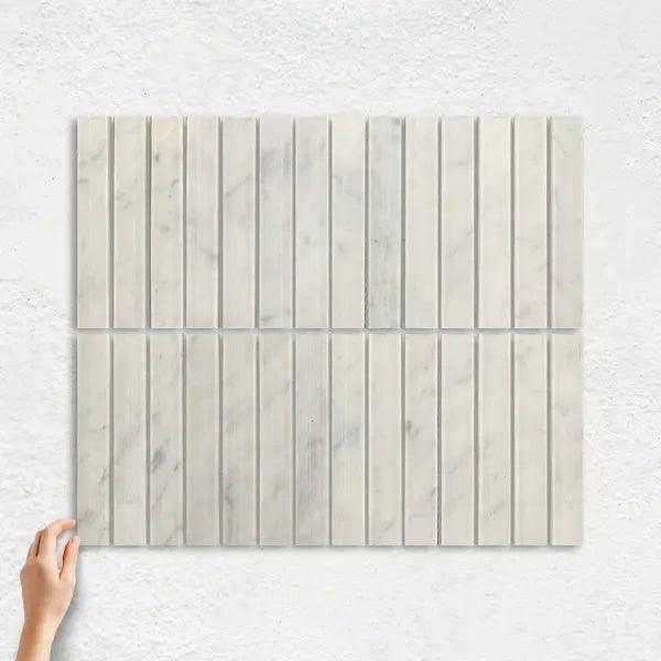 NATURAL MARBLE MOSAIC CONCAVE 20X150 CARRARA HONED - Tiles Mate