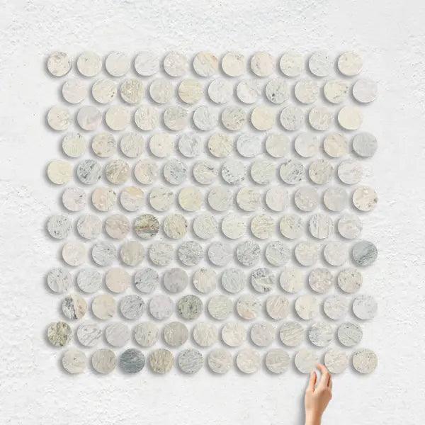 NATURAL MARBLE MOSAIC PENNY ROUND 25X25 MING GREEN HONED - Tiles Mate