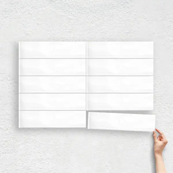 WHITE GLOSS 50X200 WAVE SUBWAY TILE - Tiles Mate