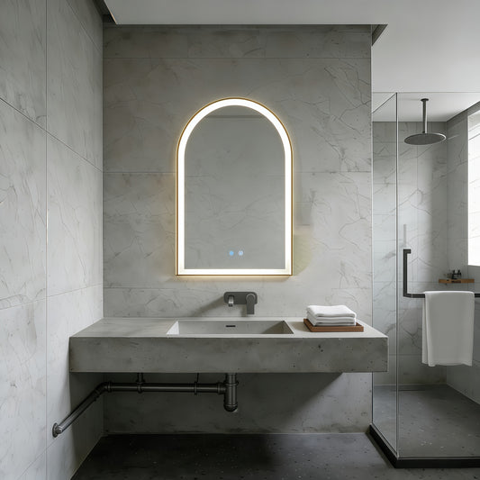 Aura Arch Framed Brushed Gold Mirror
