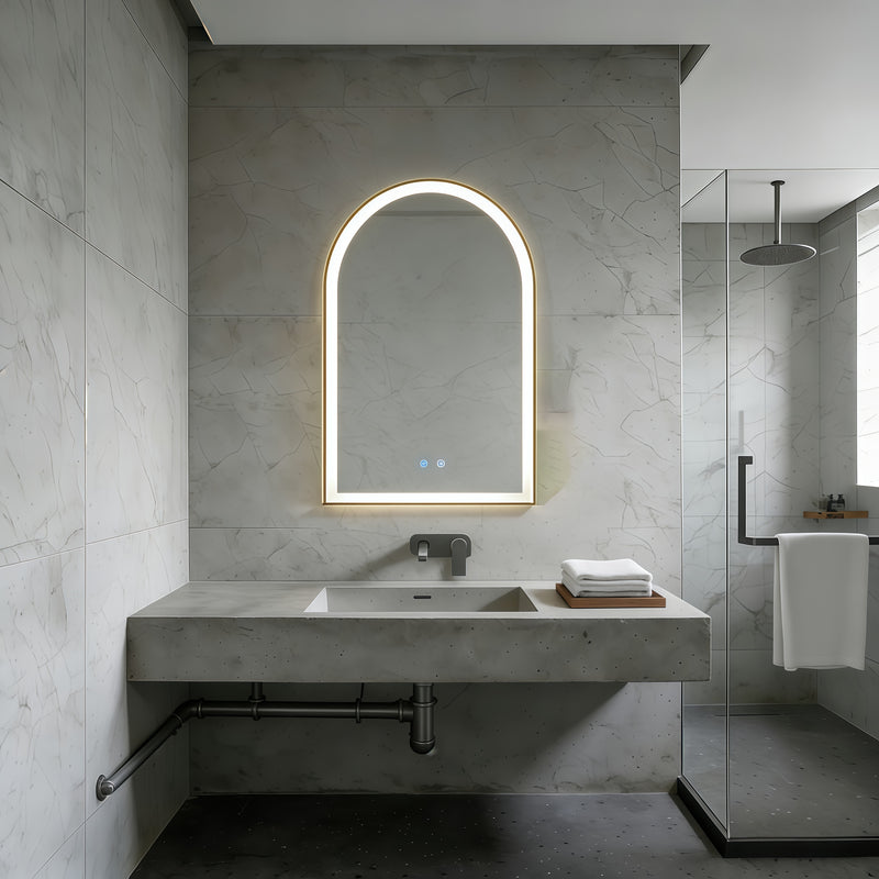 Aura Arch Framed Brushed Gold Mirror