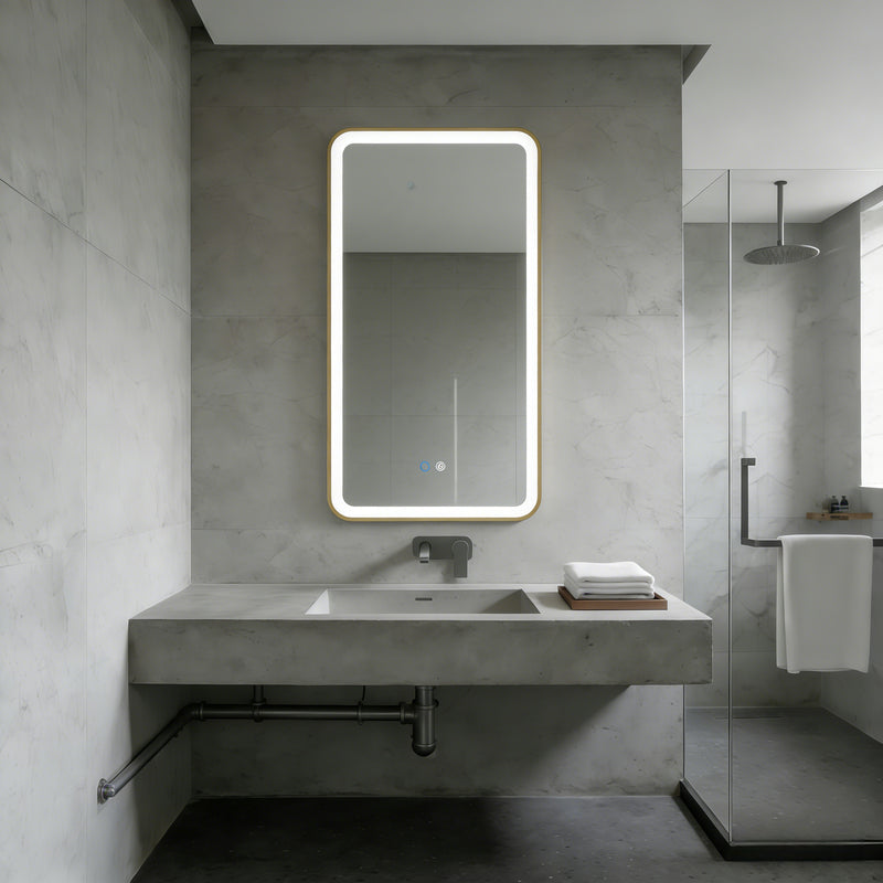 Aura Rectangular Framed Brushed Gold Mirror