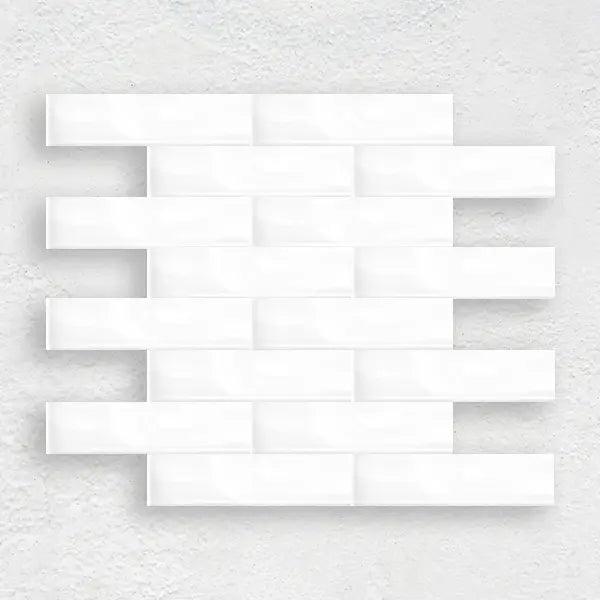 WHITE GLOSS 75X300 WAVE SUBWAY TILE - Tiles Mate