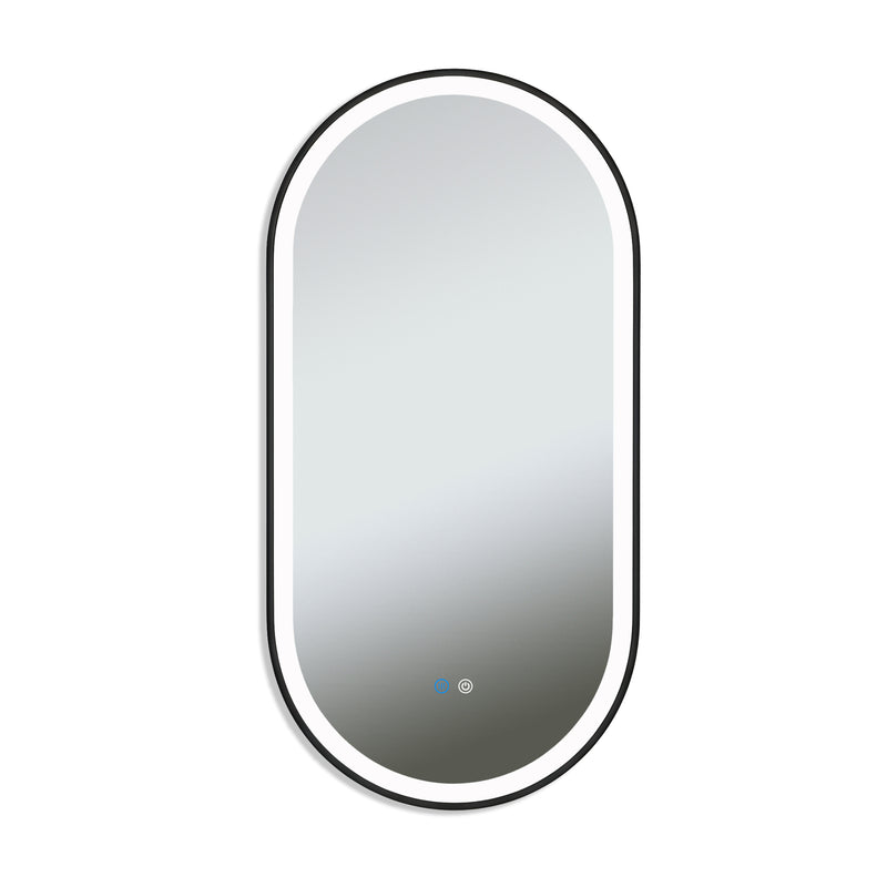 Aura Pill Framed Matte Black Mirror