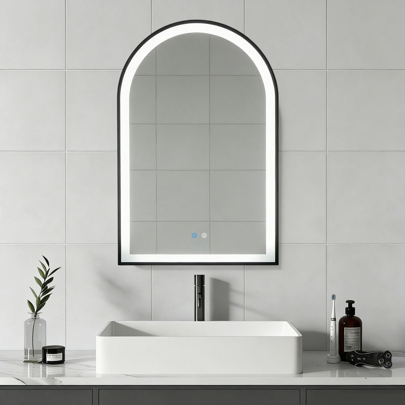 Aura Arch Framed Matte Black Mirror