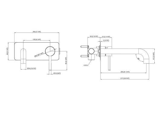 Orbit Wall Tap & Lever with Back Plate Gun Metal