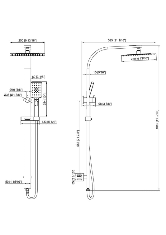 Forte Long Neck Shower Set Gun Metal