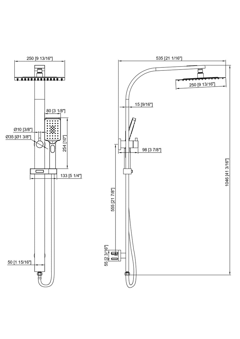Forte Long Neck Shower Set Chrome