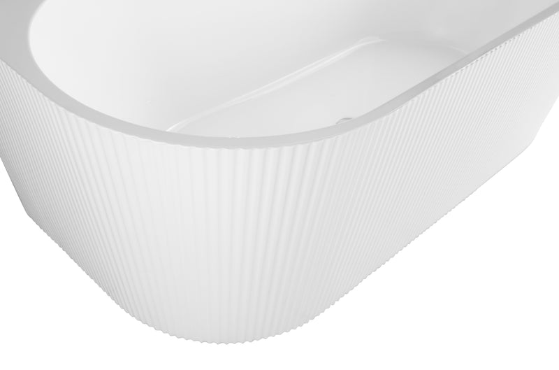 Evoque Fluted Back To Wall Bathtub 1500mm Matt White