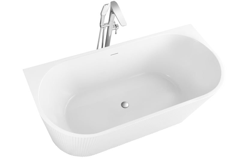 Evoque Fluted Back To Wall Bathtub 1500mm Matt White
