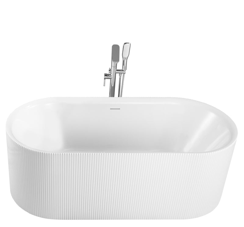 Serenique Fluted Freestanding Bathtub 1500mm Gloss White