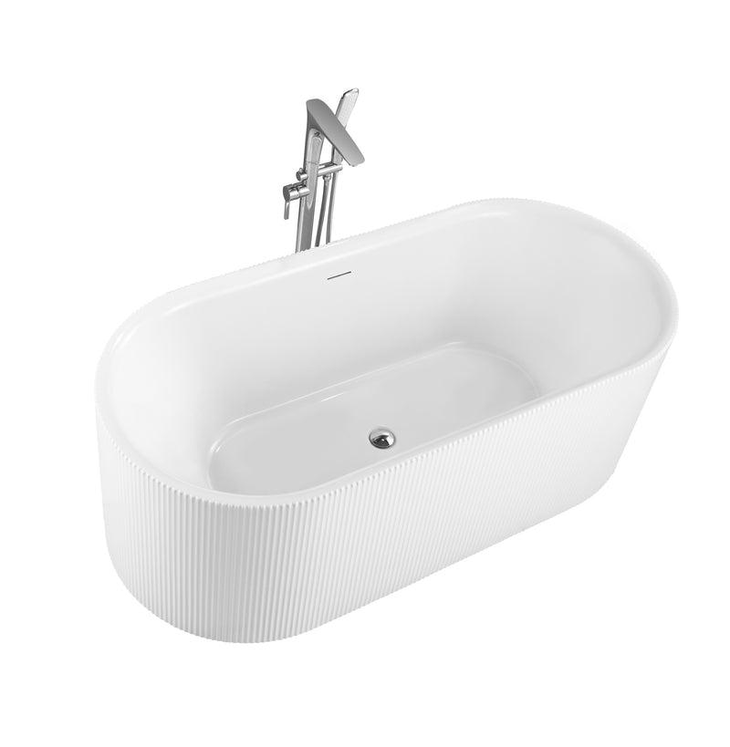 Serenique Fluted Freestanding Bathtub 1500mm Gloss White