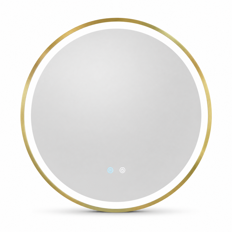 Aura Round Framed Brushed Gold Mirror