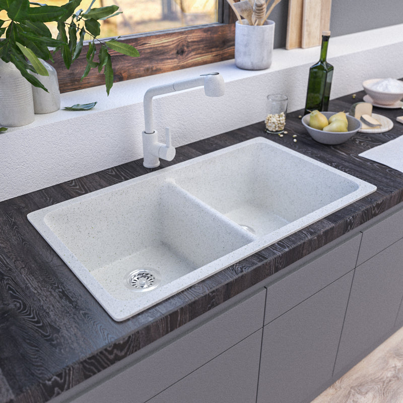 Pygmy Double Bowl Kitchen Sink Matte White