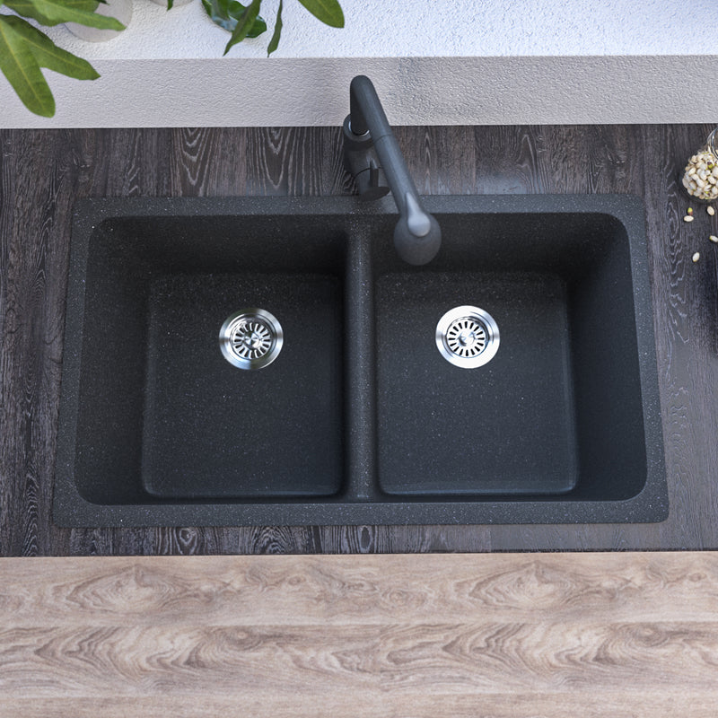 Pygmy Double Bowl Kitchen Sink Matte Black