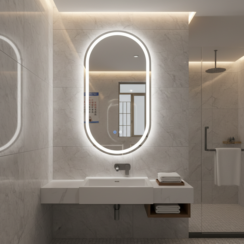 Halo Pill Frameless Mirror