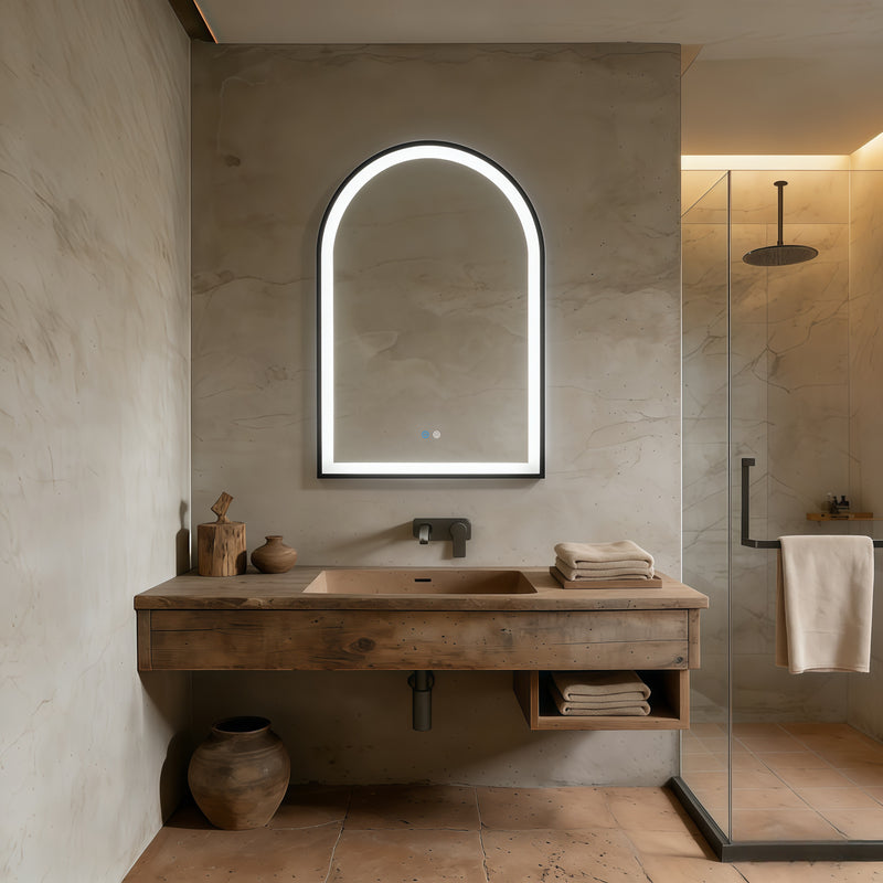 Aura Arch Framed Matte Black Mirror