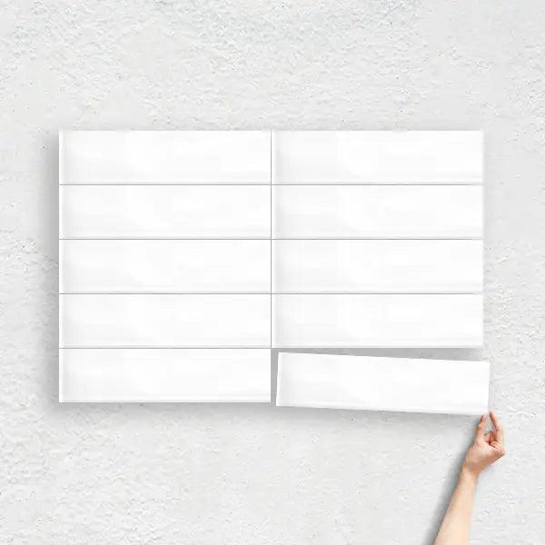 WHITE GLOSS 75X300 WAVE SUBWAY TILE - Tiles Mate