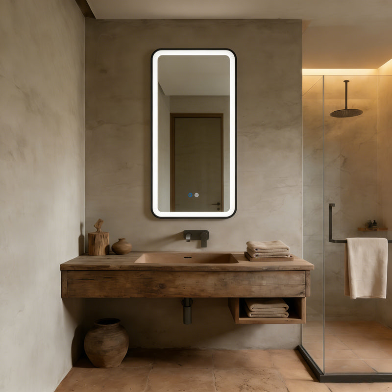 Aura Rectangular Framed Matte Black Mirror