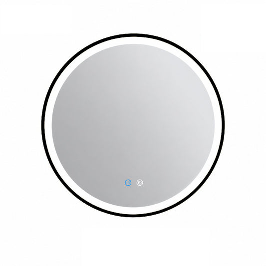 Aura Round Framed Matte Black Mirror