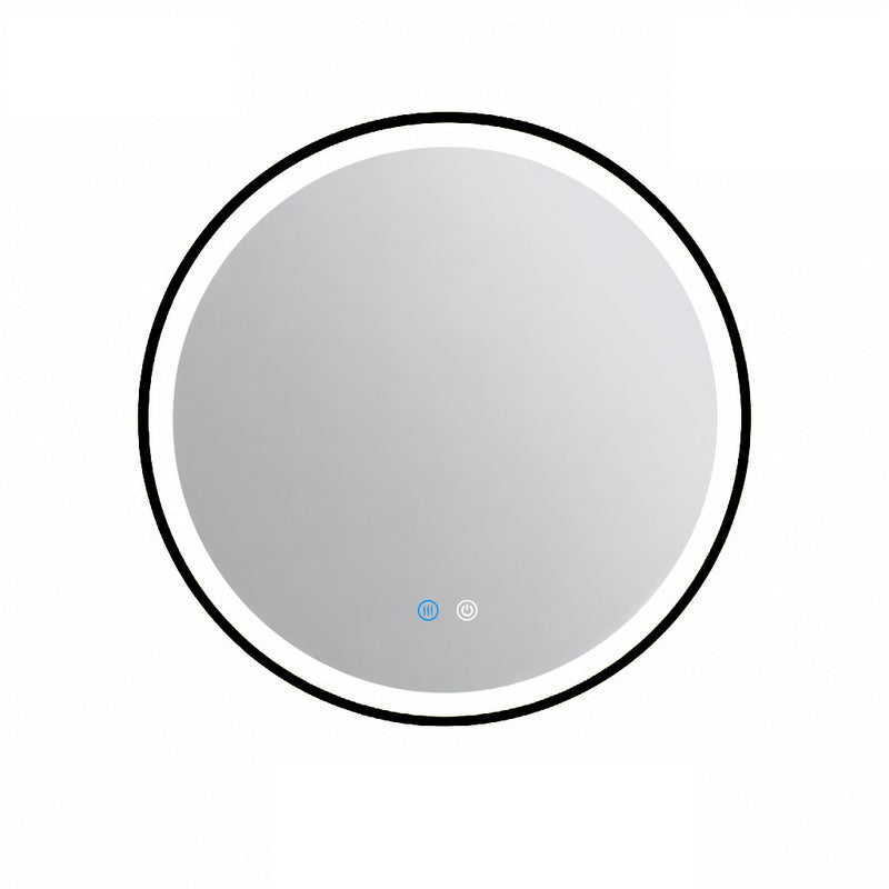 Aura Round Framed Matte Black Mirror