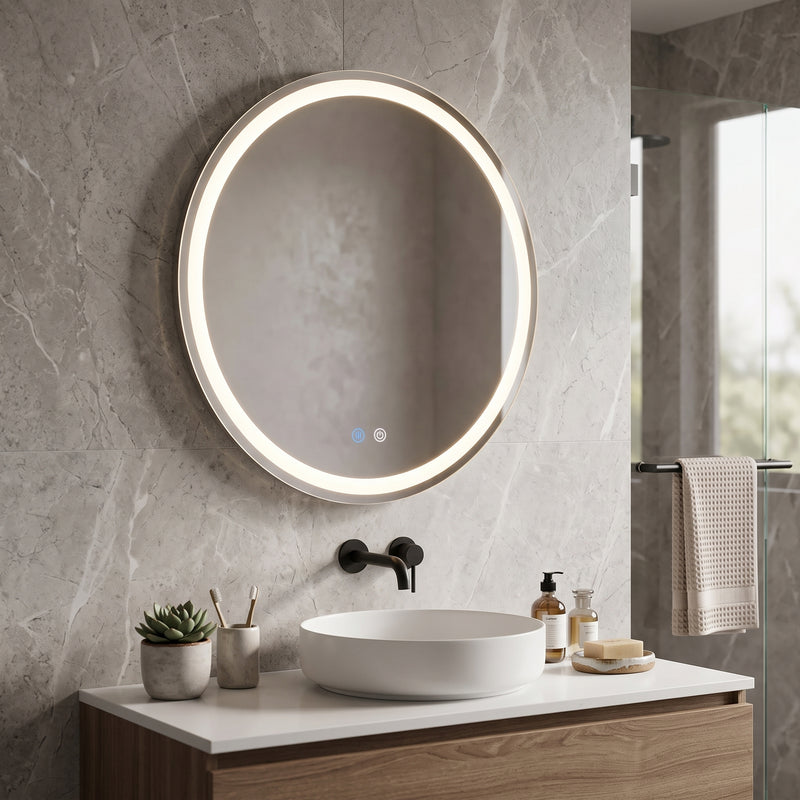 Halo Round Frameless Mirror