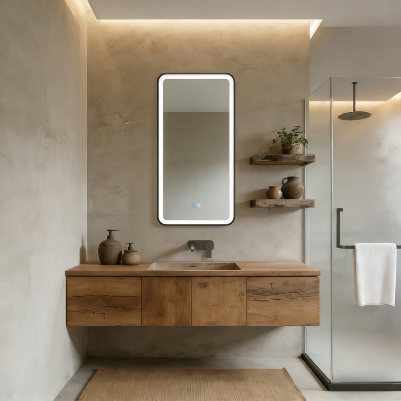 Aura Rectangular Framed Matte Black Mirror