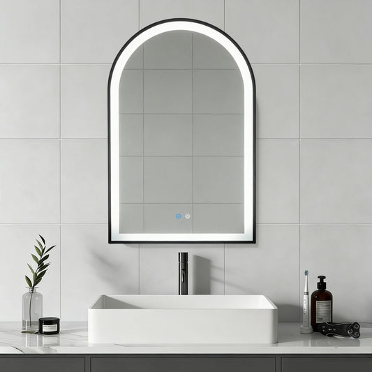 Aura Arch Framed Matte Black Mirror