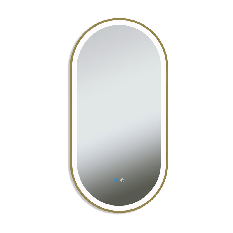 Aura Pill Framed Brushed Gold Mirror
