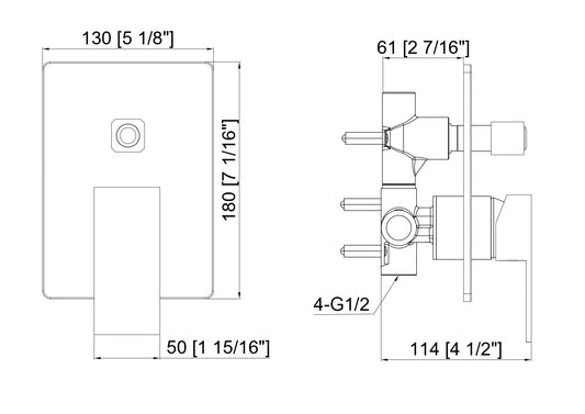 Forte Shower Mixer & Diverter Matte Black