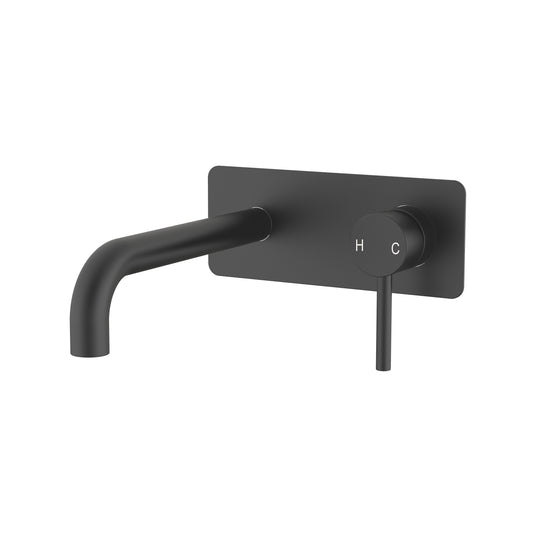 Orbit Wall Tap & Lever with Back Plate Matte Black