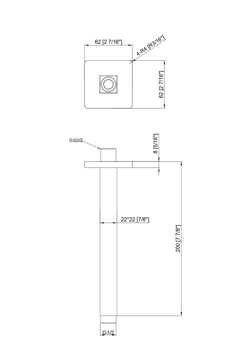 Forte Ceiling Shower Arm Gun Metal