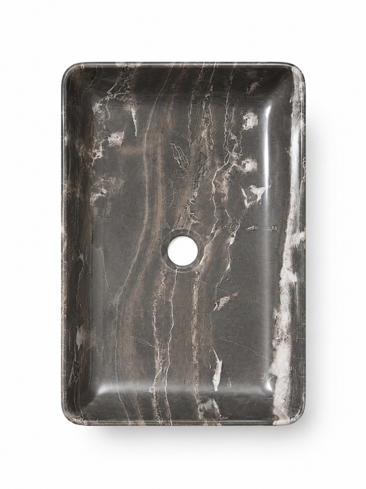 Forte Black Nero Art Basin Gloss White