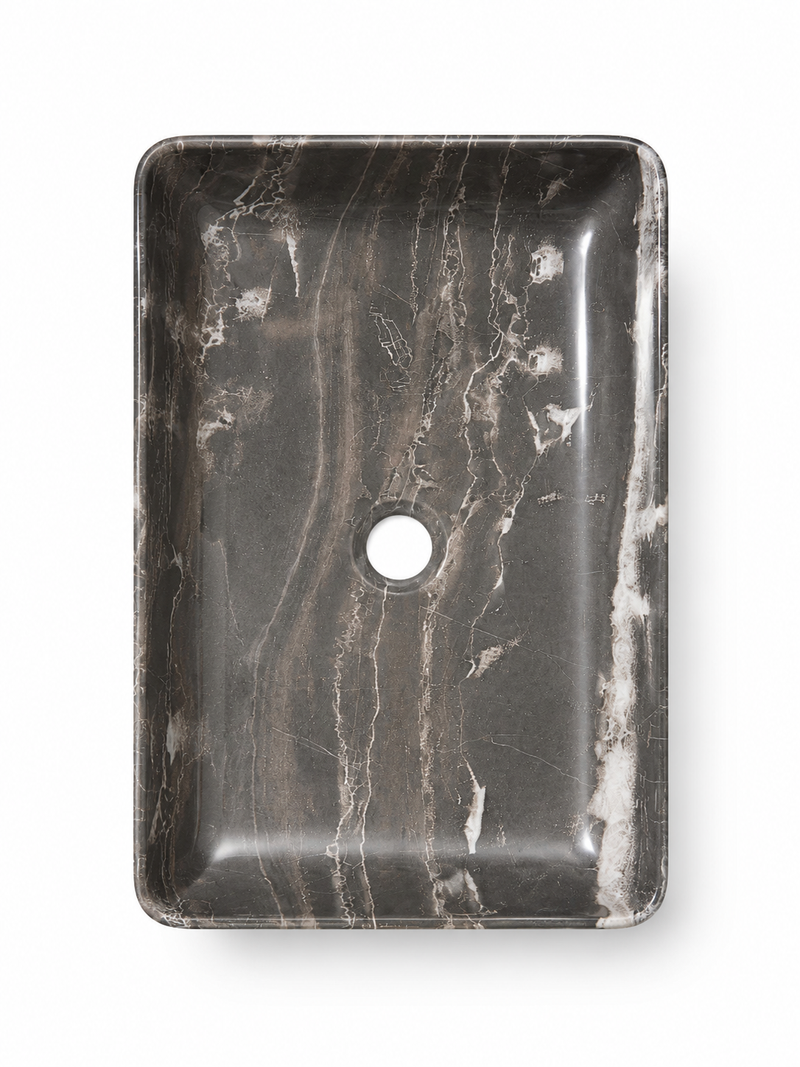 Forte Black Nero Art Basin Gloss White