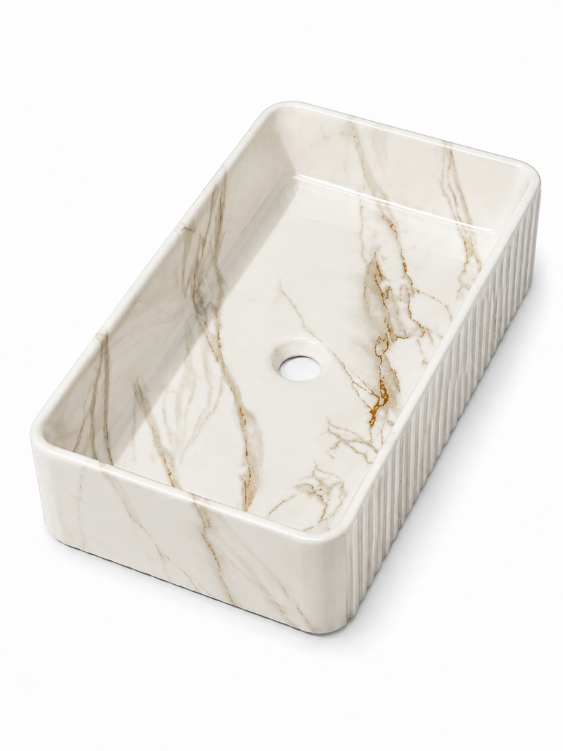 Forte Calacatta Art Basin Gloss White