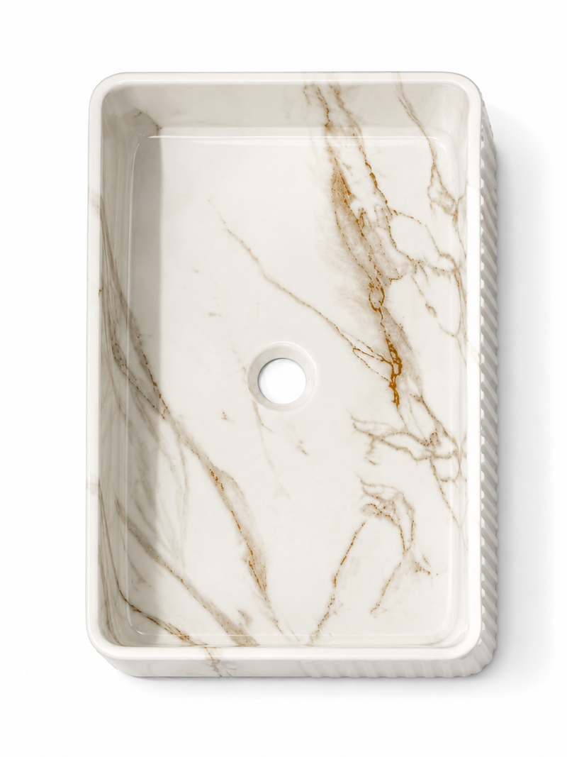Forte Calacatta Art Basin Gloss White