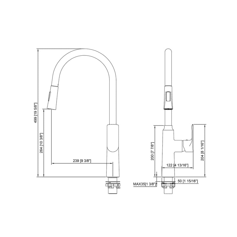 Forte Pull Out Sink Tap Brushed Gold