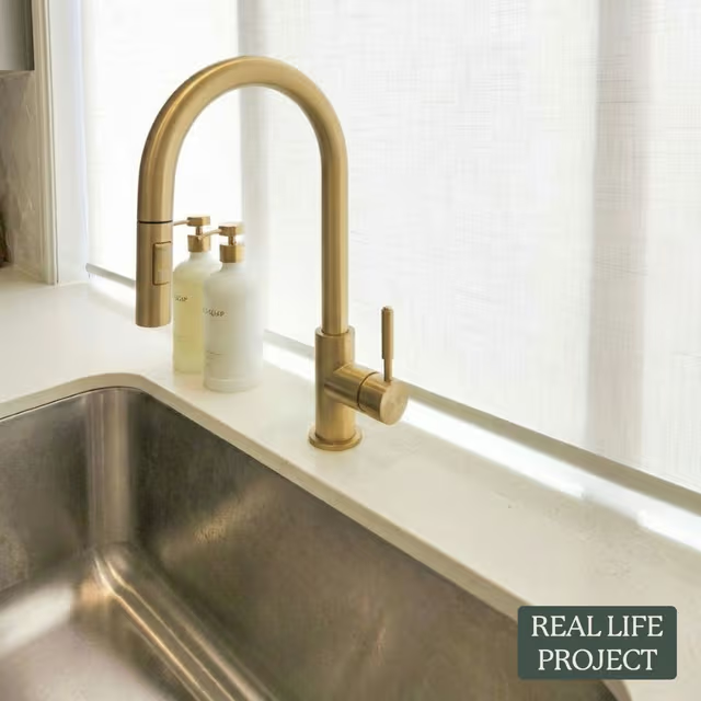 Melbourne Dual Function Pullout Kitchen Mixer Brushed Brass