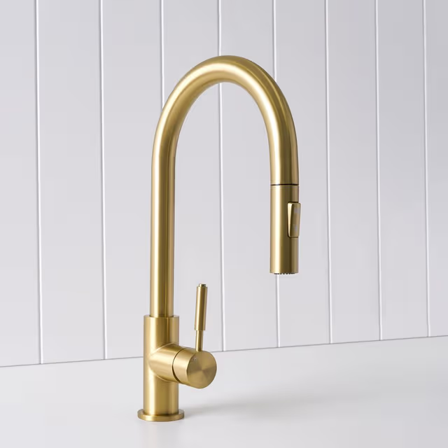 Melbourne Dual Function Pullout Kitchen Mixer Brushed Brass
