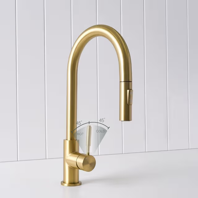 Melbourne Dual Function Pullout Kitchen Mixer Brushed Brass
