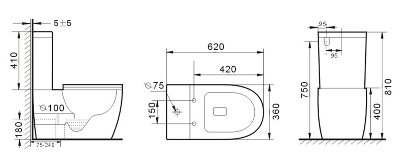 Orbit Wall Faced Toilet Suite Gloss White