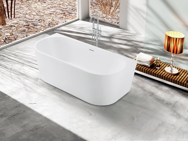Evoque Classic Back To Wall Bathtub 1500mm Gloss White