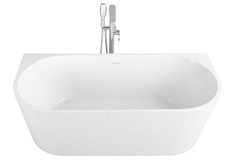 Evoque Fluted Back To Wall Bathtub 1500mm Matt White
