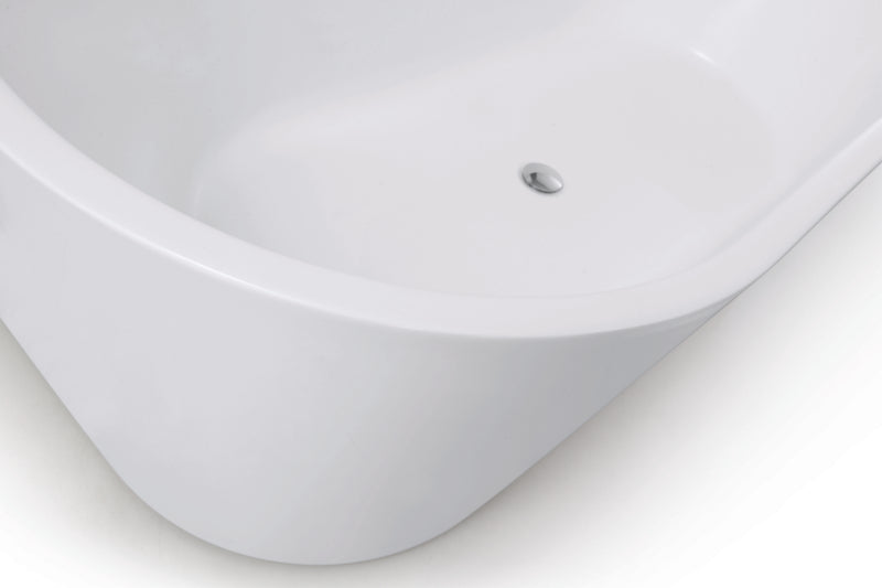 Evoque Classic Back To Wall Bathtub 1500mm Gloss White