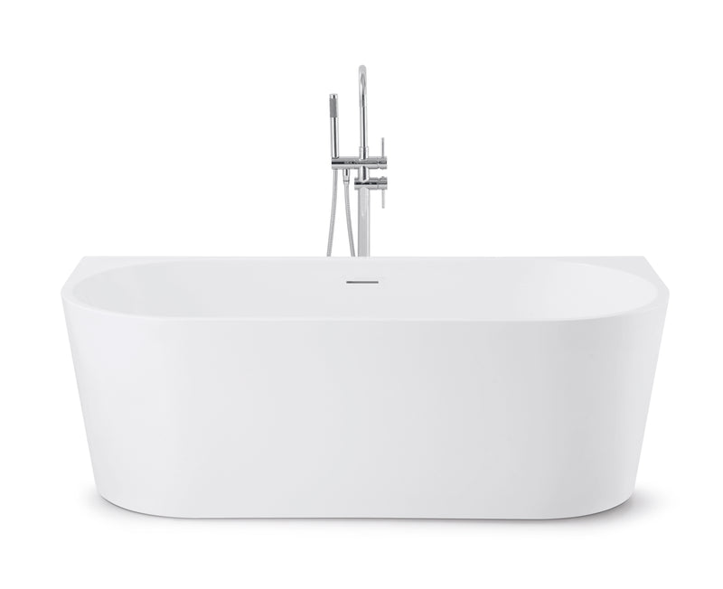 Evoque Classic Back To Wall Bathtub 1500mm Gloss White