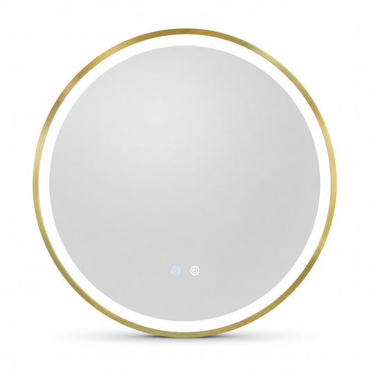 Aura Round Framed Brushed Gold Mirror