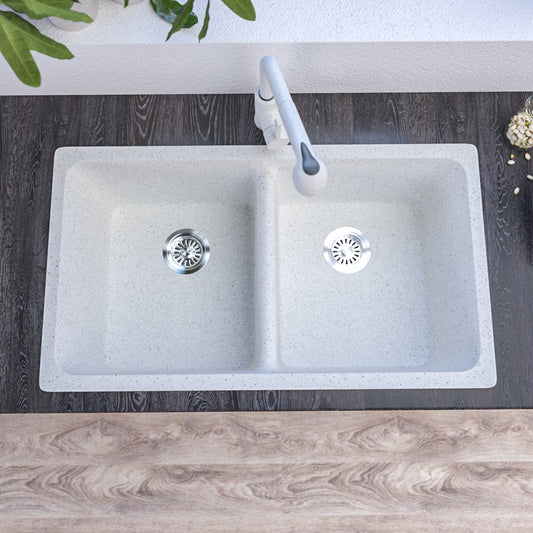 Pygmy Double Bowl Kitchen Sink Matte White